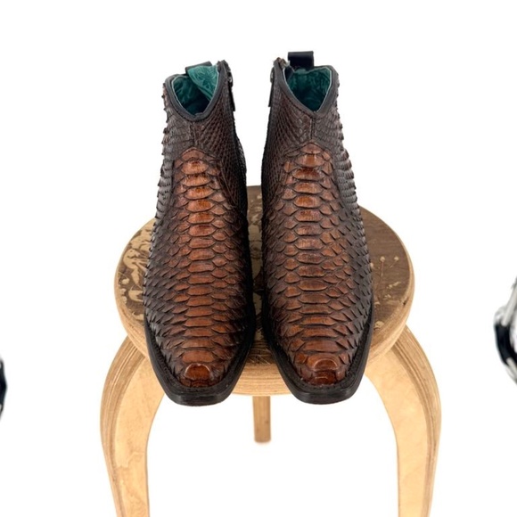 Corral Brown Python Full Exotic Ankle Boots Size 8.5 - Picture 3 of 16
